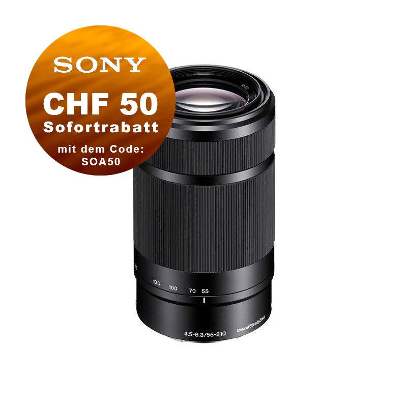 Sony E 55-210mm 4.5-6.3 OSS - CHF 50.- Rabatt mit Code SOA50