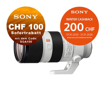 Sony FE 70-200mm 2.8 GM OSS - &#39;&#39;4 Jahre Garantie&#39;&#39; - CHF 100.- Rabatt mit Code SOA100 &amp; CHF 200.- Cashback