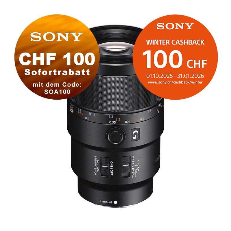 Sony FE 90mm 2.8 G OSS Macro - &#39;&#39;4 Jahre Garantie&#39;&#39; - CHF 100.- Rabatt mit Code SOA100 &amp; CHF 100.- Cashback