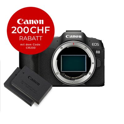 Canon EOS R8 Battery Kit - &#39;&#39;Premium Garantie&#39;&#39; - CHF 200 Rabatt mit Code CR200