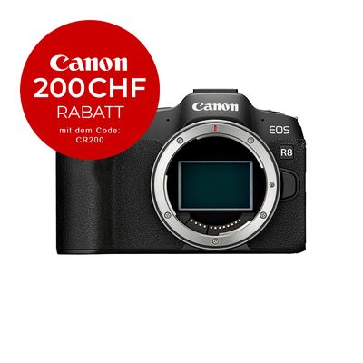 Canon EOS R8 Gehäuse - &#39;&#39;Premium Garantie&#39;&#39; - CHF 200 Rabatt mit Code CR200