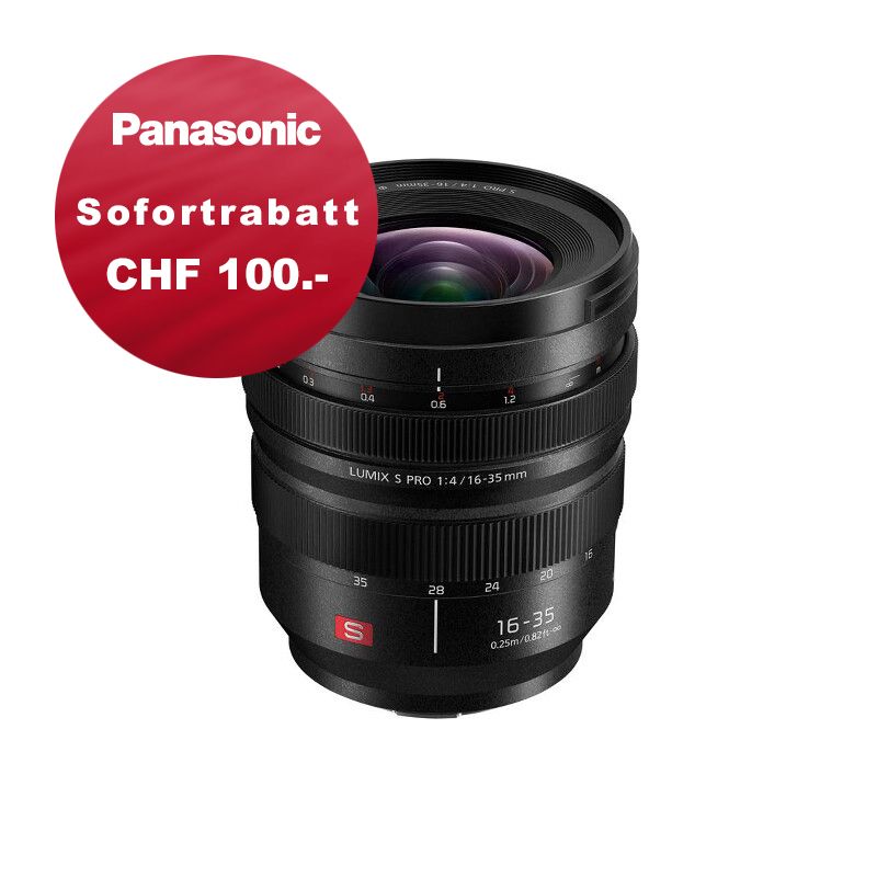 Panasonic S 16-35mm 4.0 - 5 Jahres Garantie - inkl. CHF 100.- Sofortrabatt Panasonic S 16-35mm 4.0 - 5 Jahres Garantie - inkl. CHF 100.- Sofortrabatt