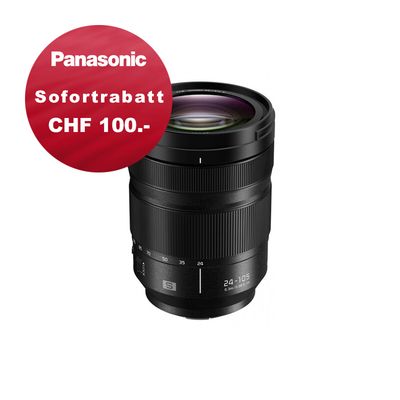 Panasonic S 24-105mm 4.0 - 5 Jahres Garantie - inkl. CHF 100.- Sofortrabatt Panasonic S 24-105mm 4.0 - 5 Jahres Garantie - inkl. CHF 100.- Sofortrabatt