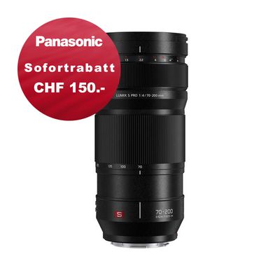 Panasonic S 70-200mm 4.0 Pro OIS - 5 Jahres Garantie - inkl. CHF 150.- Sofortrabatt Panasonic S 70-200mm 4.0 Pro OIS - 5 Jahres Garantie - inkl. CHF 150.- Sofortrabatt