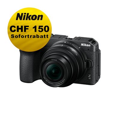 Nikon Z30 Kit mit 16-50mm 3.5-6.3 VR - ''Swiss Garantie'' - inkl. CHF 150 Sofortrabatt Nikon Z30 Kit mit 16-50mm 3.5-6.3 VR - ''Swiss Garantie'' - inkl. CHF 150 Sofortrabatt