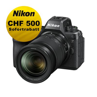 Nikon Z6III Kit mit 24-70mm 4.0 S - ''Swiss Garantie'' - inkl. CHF 500 Sofortrabatt Nikon Z6III Kit mit 24-70mm 4.0 S - ''Swiss Garantie'' - inkl. CHF 500 Sofortrabatt