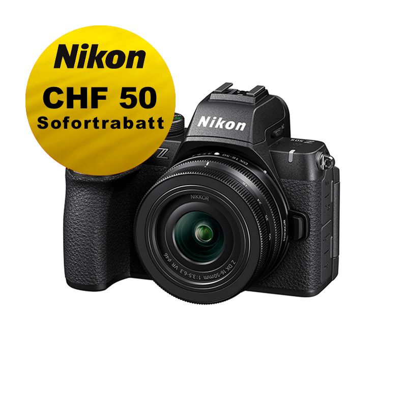Nikon Z50II Kit mit 16-50mm 3.5-6.3 VR - ''Swiss Garantie'' - inkl. CHF 50 Sofortrabatt Nikon Z50II Kit mit 16-50mm 3.5-6.3 VR - ''Swiss Garantie'' - inkl. CHF 50 Sofortrabatt