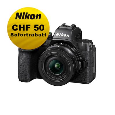 Nikon Z50II Kit mit 16-50mm 3.5-6.3 VR - ''Swiss Garantie'' - inkl. CHF 50 Sofortrabatt Nikon Z50II Kit mit 16-50mm 3.5-6.3 VR - ''Swiss Garantie'' - inkl. CHF 50 Sofortrabatt