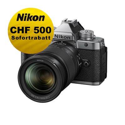 Nikon Z f (silber) Kit mit 24-70mm 4.0 - ''Swiss Garantie'' - inkl. CHF 500 Sofortrabatt Nikon Z f (silber) Kit mit 24-70mm 4.0 - ''Swiss Garantie'' - inkl. CHF 500 Sofortrabatt