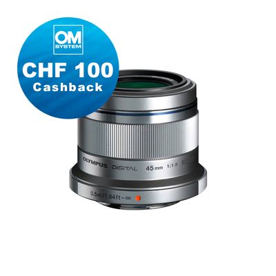 Olympus M.Zuiko 45mm 1.8 (silver) - CHF 100 Cashback + 5 Jahre Garantie Olympus M.Zuiko 45mm 1.8 (silver) - CHF 100 Cashback + 5 Jahre Garantie