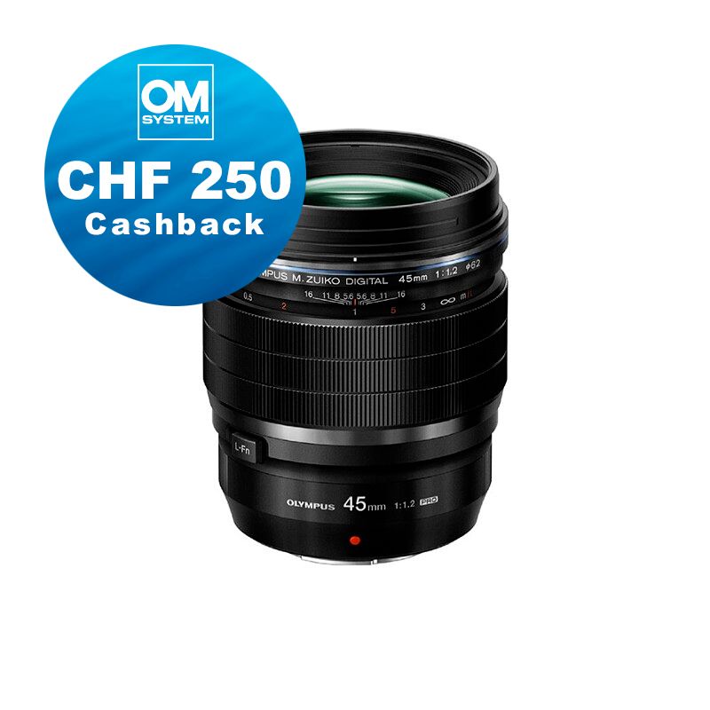 Olympus M.Zuiko 45mm 1.2 Pro - CHF 250 Cashback + 5 Jahre Garantie Olympus M.Zuiko 45mm 1.2 Pro - CHF 250 Cashback + 5 Jahre Garantie