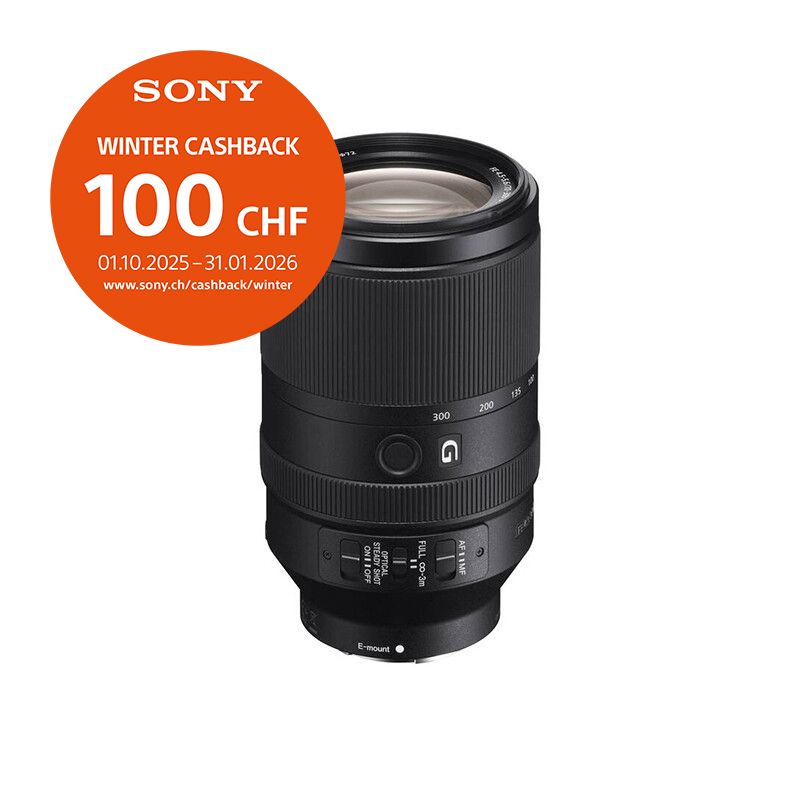 Sony FE 70-300mm 4.5-5.6 G OSS - ''4 Jahre Garantie'' - CHF 100.- Cashback Sony FE 70-300mm 4.5-5.6 G OSS - ''4 Jahre Garantie'' - CHF 100.- Cashback
