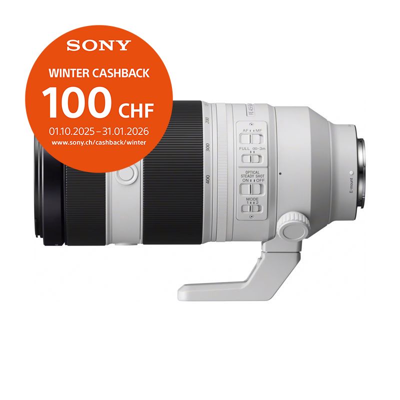 Sony FE 100-400mm 4.5-5.6 GM OSS - ''4 Jahre Garantie'' - CHF 100.- Cashback Sony FE 100-400mm 4.5-5.6 GM OSS - ''4 Jahre Garantie'' - CHF 100.- Cashback