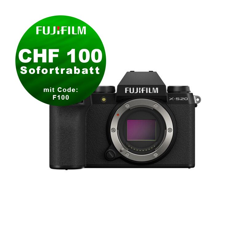 Fujifilm X-S20 Gehäuse - ''Swiss Garantie'' - CHF 100 Rabatt mit Code F100 Fujifilm X-S20 Gehäuse - ''Swiss Garantie'' - CHF 100 Rabatt mit Code F100
