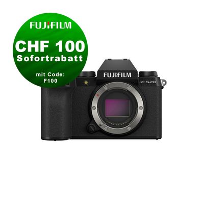 Fujifilm X-S20 Gehäuse - ''Swiss Garantie'' - CHF 100 Rabatt mit Code F100 Fujifilm X-S20 Gehäuse - ''Swiss Garantie'' - CHF 100 Rabatt mit Code F100