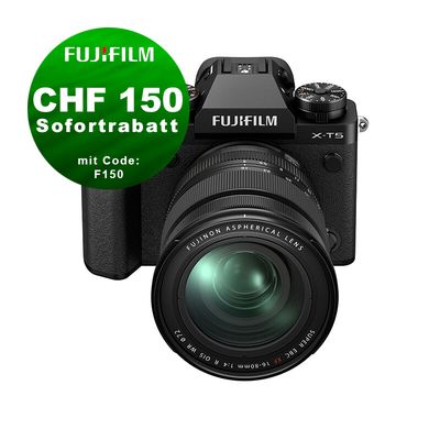 Fujifilm X-T5 Kit mit 16-80mm 4.0 (black) - ''Swiss Garantie'' - CHF 150 Rabatt mit Code F150 Fujifilm X-T5 Kit mit 16-80mm 4.0 (black) - ''Swiss Garantie'' - CHF 150 Rabatt mit Code F150