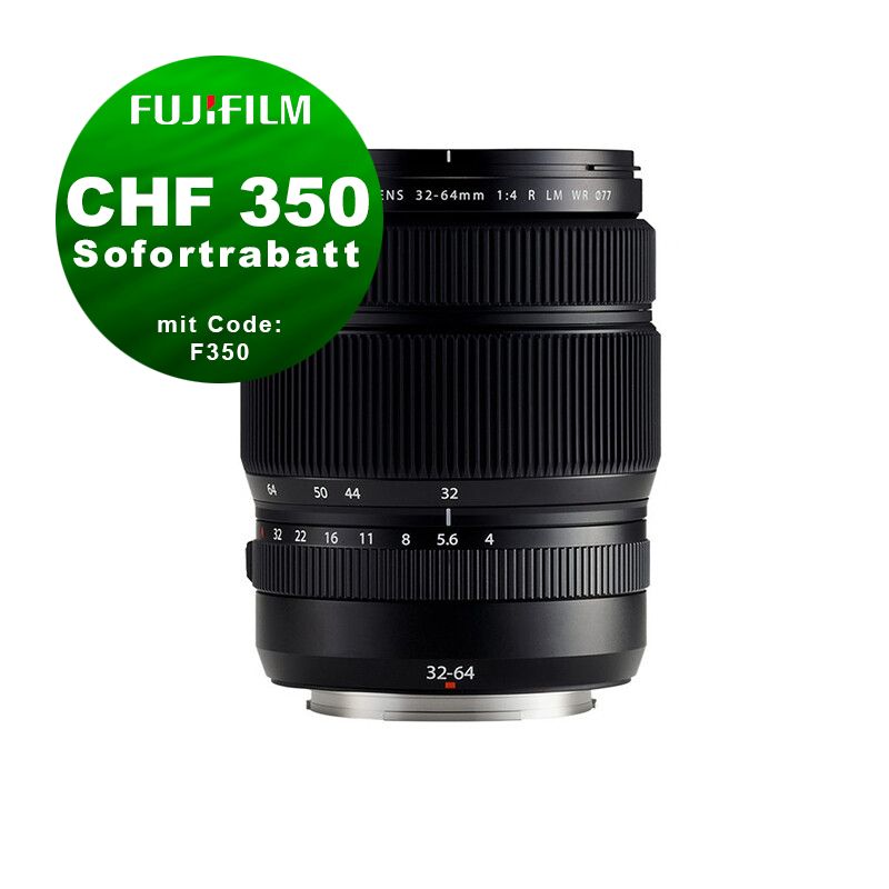 Fujinon GF 32-64mm 4.0 R LM WR - ''Swiss Garantie'' - CHF 350 Rabatt mit Code F350 Fujinon GF 32-64mm 4.0 R LM WR - ''Swiss Garantie'' - CHF 350 Rabatt mit Code F350