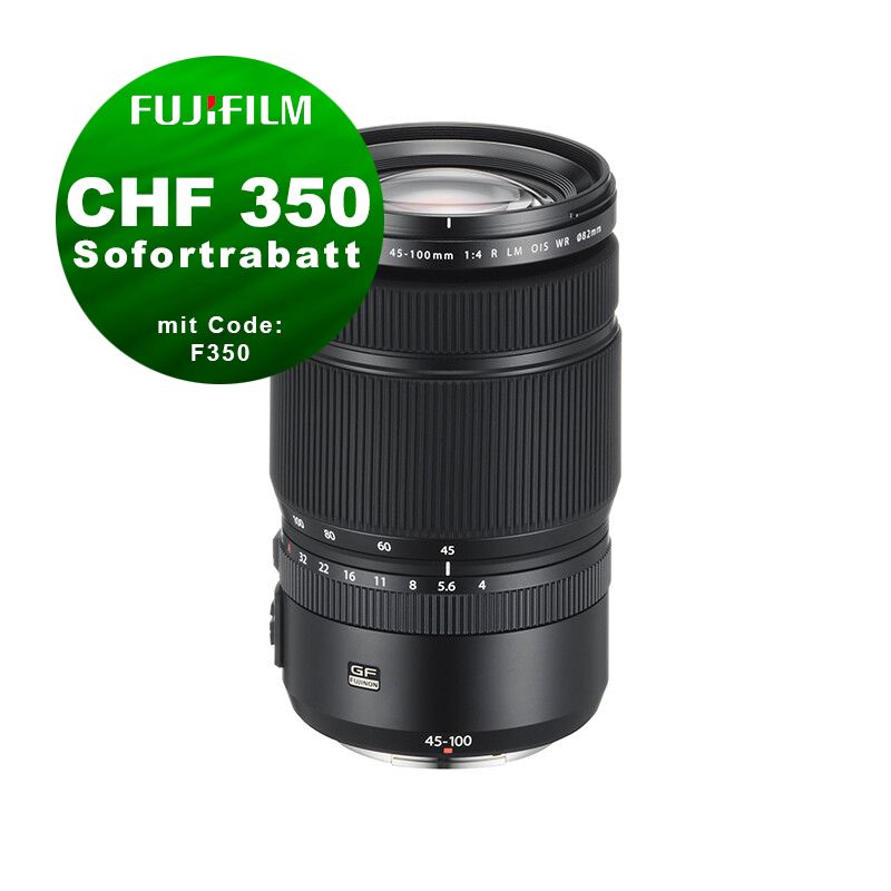 Fujinon GF 45-100mm 4.0 R LM OIS WR - ''Swiss Garantie'' - CHF 350 Rabatt mit Code F350 Fujinon GF 45-100mm 4.0 R LM OIS WR - ''Swiss Garantie'' - CHF 350 Rabatt mit Code F350