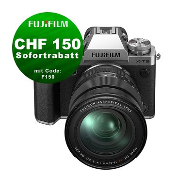 Fujifilm X-T5 Kit mit 16-80mm 4.0 (silver) - ''Swiss Garantie'' - CHF 150 Rabatt mit Code F150 Fujifilm X-T5 Kit mit 16-80mm 4.0 (silver) - ''Swiss Garantie'' - CHF 150 Rabatt mit Code F150