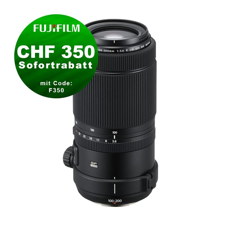 Fujinon GF 100-200mm 5.6 R OIS WR - ''Swiss Garantie'' - CHF 350 Rabatt mit Code F350 Fujinon GF 100-200mm 5.6 R OIS WR - ''Swiss Garantie'' - CHF 350 Rabatt mit Code F350