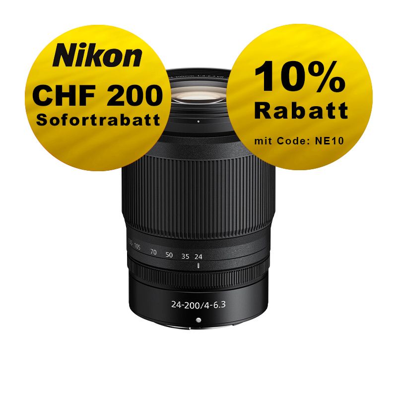 Nikon Z 24-200mm 4.0-6.3 VR - ''Swiss Garantie'' - inkl. CHF 200 Sofortrabatt Nikon Z 24-200mm 4.0-6.3 VR - ''Swiss Garantie'' - inkl. CHF 200 Sofortrabatt