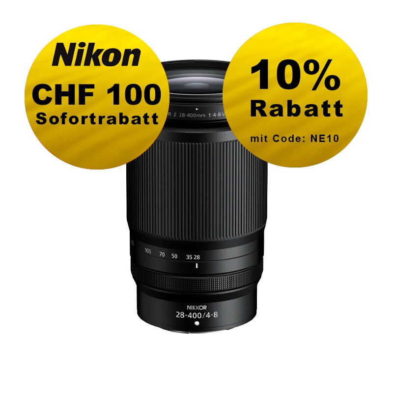 Nikon Z 28-400mm 4-8 VR - ''Swiss Garantie'' - inkl. CHF 100 Sofortrabatt Nikon Z 28-400mm 4-8 VR - ''Swiss Garantie'' - inkl. CHF 100 Sofortrabatt