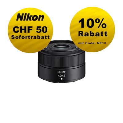 Nikon Z 40mm 2.0 - ''Swiss Garantie'' - inkl. CHF 50 Sofortrabatt Nikon Z 40mm 2.0 - ''Swiss Garantie'' - inkl. CHF 50 Sofortrabatt