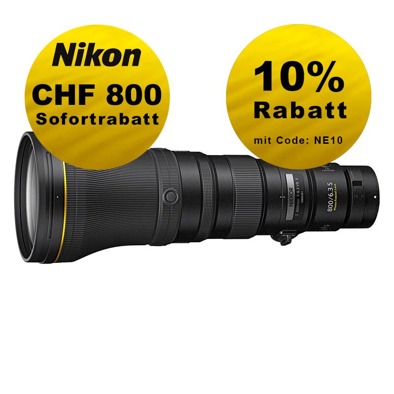 Nikon Z 800mm 6.3 VR S - ''Swiss Garantie'' - inkl. CHF 800 Sofortrabatt Nikon Z 800mm 6.3 VR S - ''Swiss Garantie'' - inkl. CHF 800 Sofortrabatt