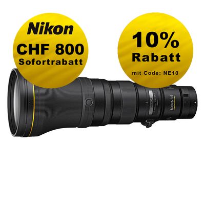 Nikon Z 800mm 6.3 VR S - ''Swiss Garantie'' - inkl. CHF 800 Sofortrabatt Nikon Z 800mm 6.3 VR S - ''Swiss Garantie'' - inkl. CHF 800 Sofortrabatt