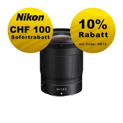 Nikon Z 24mm 1.8 S - ''Swiss Garantie'' - inkl. CHF 100 Sofortrabatt Nikon Z 24mm 1.8 S - ''Swiss Garantie'' - inkl. CHF 100 Sofortrabatt