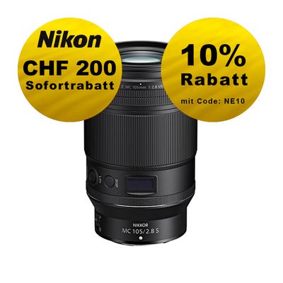 Nikon Z MC 105mm 2.8 VR S - ''Swiss Garantie'' - inkl. CHF 200 Sofortrabatt Nikon Z MC 105mm 2.8 VR S - ''Swiss Garantie'' - inkl. CHF 200 Sofortrabatt