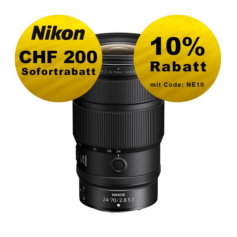 Nikon Z 24-70mm 2.8 S II - ''Swiss Garantie'' - inkl. CHF 200 Sofortrabatt Nikon Z 24-70mm 2.8 S II - ''Swiss Garantie'' - inkl. CHF 200 Sofortrabatt
