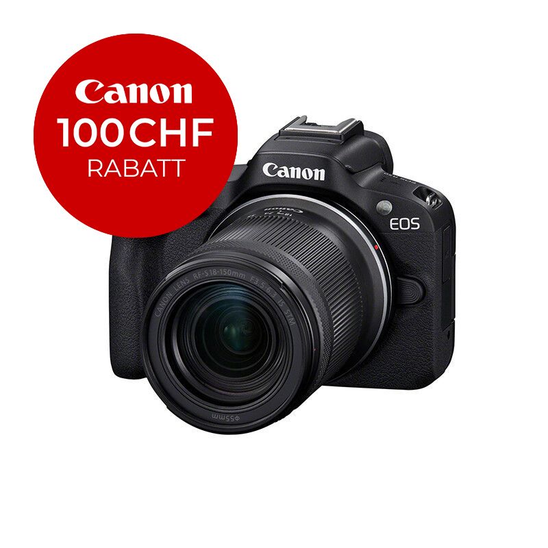 Canon EOS R50 Kit mit 18-150mm 3.5-6.3 - inkl. CHF 100 Sofortrabatt Canon EOS R50 Kit mit 18-150mm 3.5-6.3 - inkl. CHF 100 Sofortrabatt