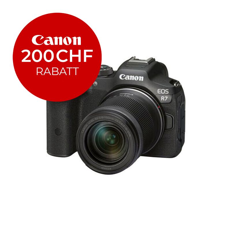 Canon EOS R7 Kit mit 18-150mm 3.5-6.3 - inkl. CHF 200 Sofortrabatt Canon EOS R7 Kit mit 18-150mm 3.5-6.3 - inkl. CHF 200 Sofortrabatt