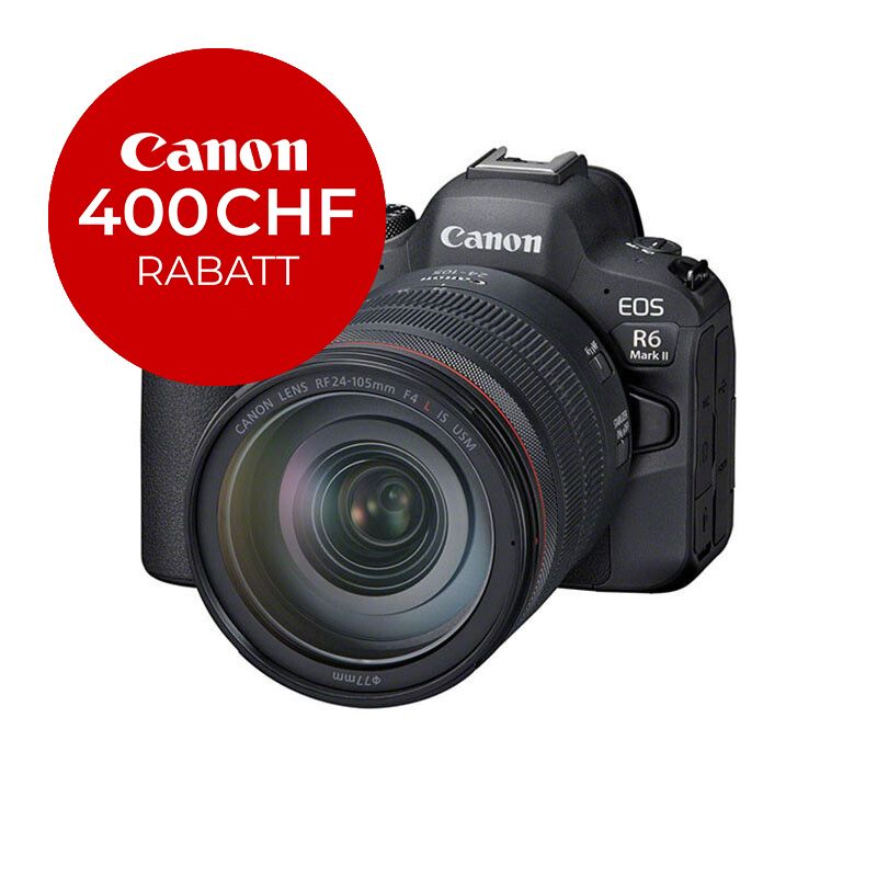 Canon EOS R6 Mark II Kit mit 24-105mm 4.0 - ''Premium Garantie'' - inkl. CHF 400 Sofortrabatt Canon EOS R6 Mark II Kit mit 24-105mm 4.0 - ''Premium Garantie'' - inkl. CHF 400 Sofortrabatt