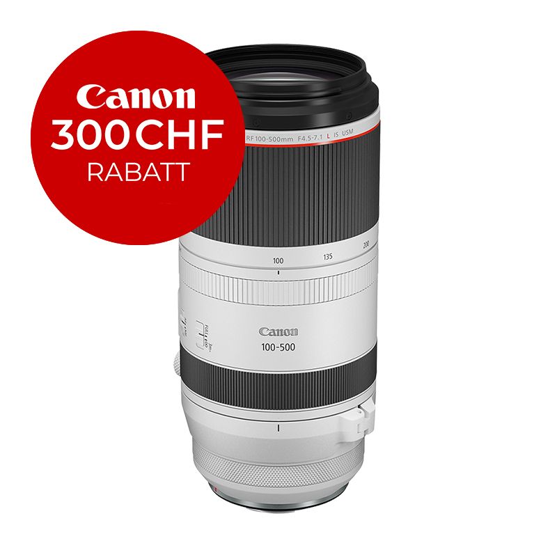 Canon RF 100-500mm 4.5-7.1 L IS USM - ''Premium Garantie'' - inkl. CHF 300 Sofortrabatt Canon RF 100-500mm 4.5-7.1 L IS USM - ''Premium Garantie'' - inkl. CHF 300 Sofortrabatt