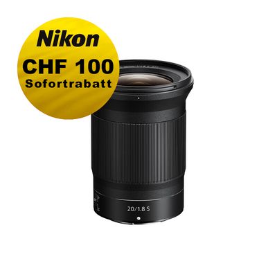 Nikon Z 20mm 1.8 S - ''Swiss Garantie'' - inkl. CHF 100 Sofortrabatt Nikon Z 20mm 1.8 S - ''Swiss Garantie'' - inkl. CHF 100 Sofortrabatt