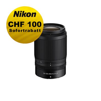 Nikon Z 50-250mm 4.5-6.3 VR DX - ''Swiss Garantie'' - inkl. CHF 100 Sofortrabatt Nikon Z 50-250mm 4.5-6.3 VR DX - ''Swiss Garantie'' - inkl. CHF 100 Sofortrabatt