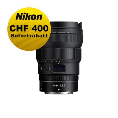 Nikon Z 14-24mm 2.8 S - ''Swiss Garantie'' - inkl. CHF 400 Sofortrabatt Nikon Z 14-24mm 2.8 S - ''Swiss Garantie'' - inkl. CHF 400 Sofortrabatt