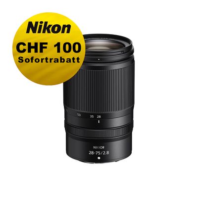 Nikon Z 28-75mm 2.8 - ''Swiss Garantie'' - inkl. CHF 100 Sofortrabatt Nikon Z 28-75mm 2.8 - ''Swiss Garantie'' - inkl. CHF 100 Sofortrabatt