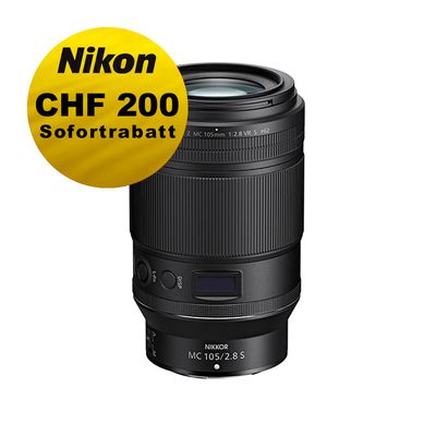 Nikon Z MC 105mm 2.8 VR S - ''Swiss Garantie'' - inkl. CHF 200 Sofortrabatt Nikon Z MC 105mm 2.8 VR S - ''Swiss Garantie'' - inkl. CHF 200 Sofortrabatt