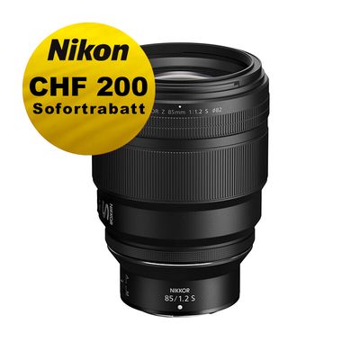 Nikon Z 85mm 1.2 S - ''Swiss Garantie'' - inkl. CHF 200 Sofortrabatt Nikon Z 85mm 1.2 S - ''Swiss Garantie'' - inkl. CHF 200 Sofortrabatt
