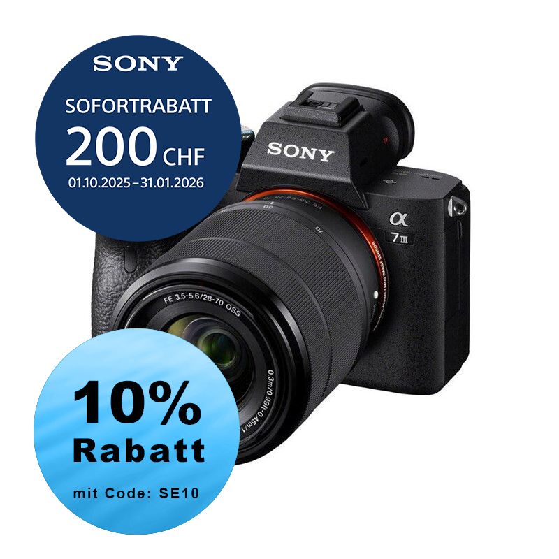 Sony A7 Mark III Kit mit 28-70mm - ''4 Jahre Garantie'' - inkl. CHF 200 Sofortrabatt Sony A7 Mark III Kit mit 28-70mm - ''4 Jahre Garantie'' - inkl. CHF 200 Sofortrabatt