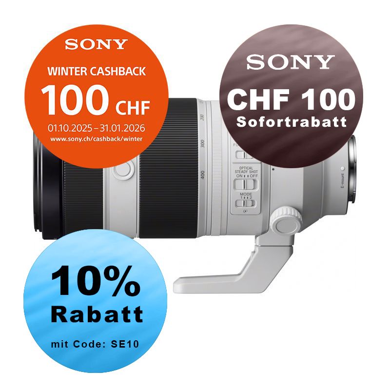 Sony FE 100-400mm 4.5-5.6 GM OSS - ''4 Jahre Garantie'' - CHF 100.- Cashback + CHF 100 Sofortrabatt