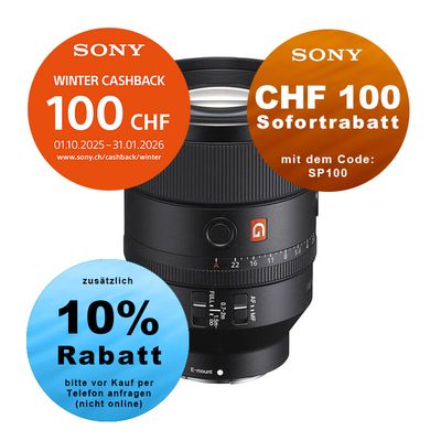 Sony FE 135mm 1.8 GM OSS - ''4 Jahre Garantie'' - inkl. CHF 100.- Cashback + CHF 100 Sofortrabatt mit Code SP100 Sony FE 135mm 1.8 GM OSS - ''4 Jahre Garantie'' - inkl. CHF 100.- Cashback + CHF 100 Sofortrabatt mit Code SP100