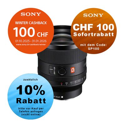 Sony FE 35mm 1.4 GM - ''4 Jahre Garantie'' - inkl. CHF 100.- Cashback + CHF 100 Sofortrabatt mit Code SP100 Sony FE 35mm 1.4 GM - ''4 Jahre Garantie'' - inkl. CHF 100.- Cashback + CHF 100 Sofortrabatt mit Code SP100