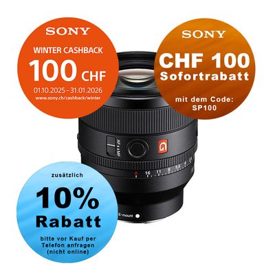 Sony FE 50mm 1.4 GM - ''4 Jahre Garantie'' - inkl. CHF 100.- Cashback + CHF 100 Sofortrabatt mit Code SP100 Sony FE 50mm 1.4 GM - ''4 Jahre Garantie'' - inkl. CHF 100.- Cashback + CHF 100 Sofortrabatt mit Code SP100