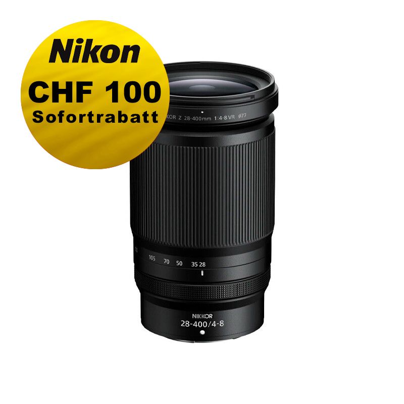 Nikon Z 28-400mm 4-8 VR - ''Swiss Garantie'' - inkl. CHF 100 Sofortrabatt Nikon Z 28-400mm 4-8 VR - ''Swiss Garantie'' - inkl. CHF 100 Sofortrabatt