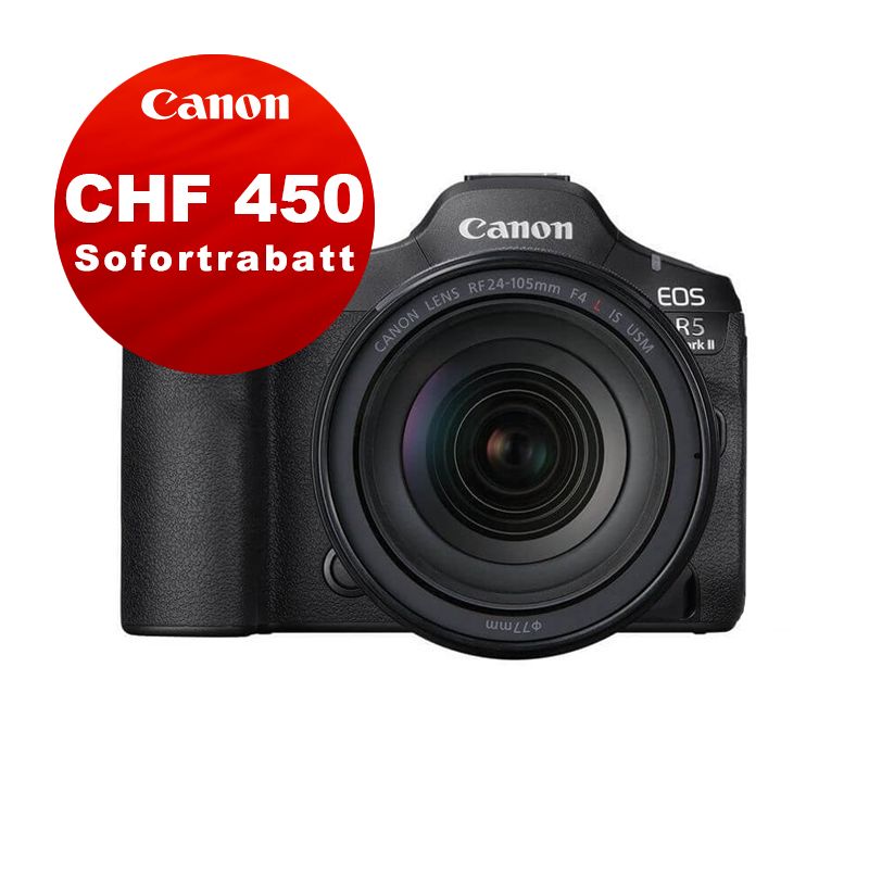 Canon EOS R5 Mark II Kit mit 24-105mm 4.0 - ''Premium Garantie'' - inkl. CHF 450 Sofortrabatt Canon EOS R5 Mark II Kit mit 24-105mm 4.0 - ''Premium Garantie'' - inkl. CHF 450 Sofortrabatt