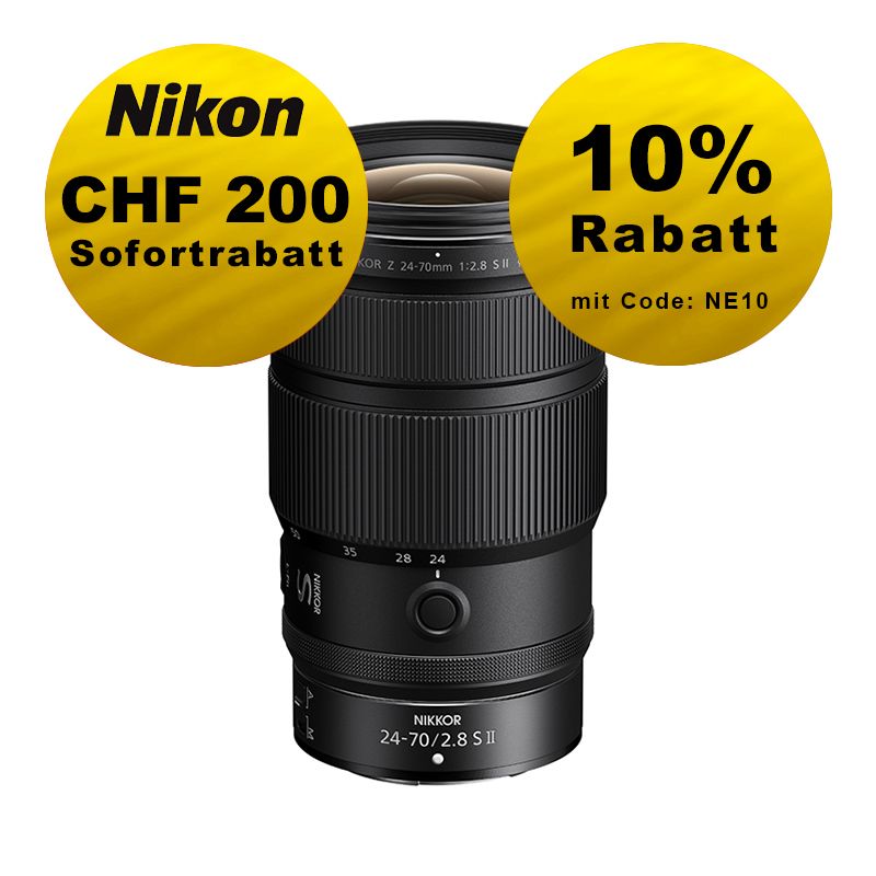 Nikon Z 24-70mm 2.8 S II - ''Swiss Garantie'' - inkl. CHF 200 Sofortrabatt Nikon Z 24-70mm 2.8 S II - ''Swiss Garantie'' - inkl. CHF 200 Sofortrabatt